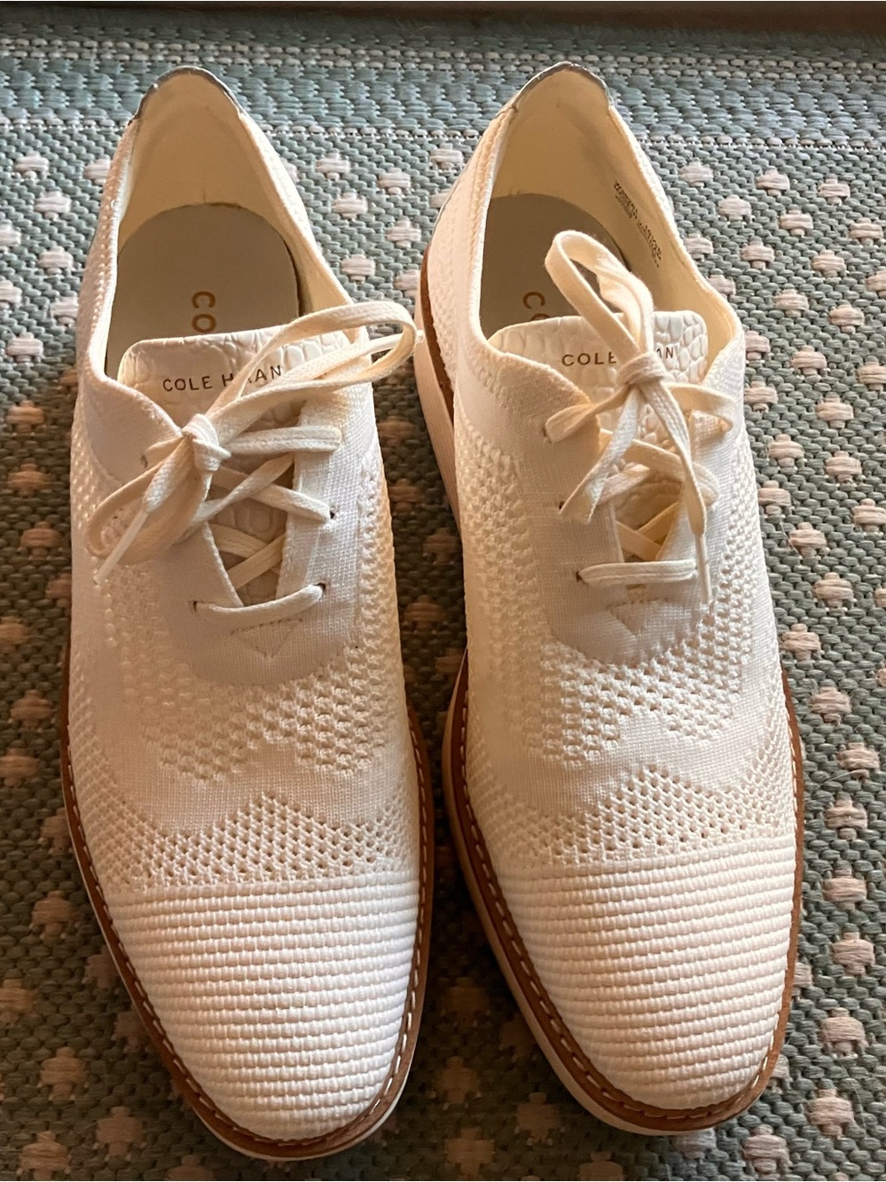 Cole Haan women’s White Knit Lace-Up Oxfords